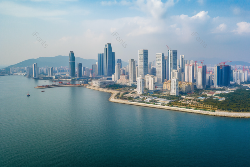 高楼大厦海岸线航拍远景实拍摄影图,高清,摄影图,摄影图片,图片大全,摄影图免费下载